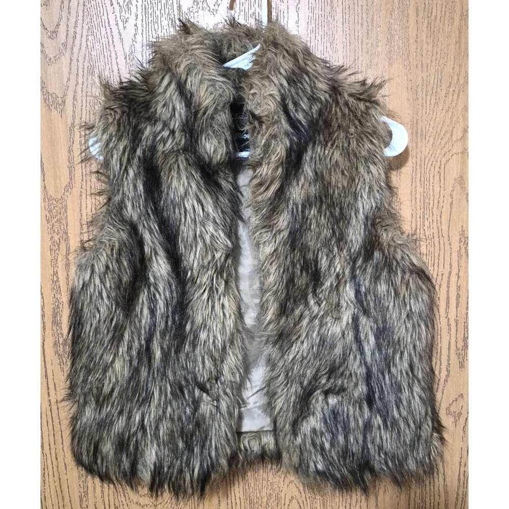 Dollhouse Women's Elegant Trendy Cozy Faux Fur Vest Beige Black Size S
